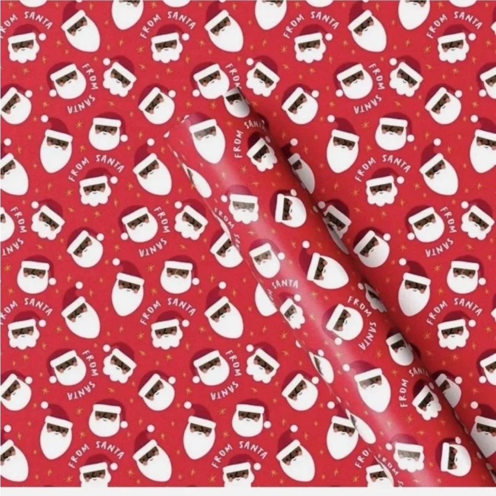 50 Sq Ft BLACK SANTA CHRISTMAS GIFT WRAP Red TARGET WONDERSHOP African American